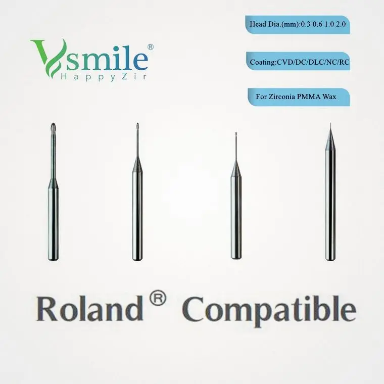 

Roland Dental Tungsten Milling Burs For Mill PMMA No Coating Conpatible With DWX50 DWX51 DWX52 CADCAM