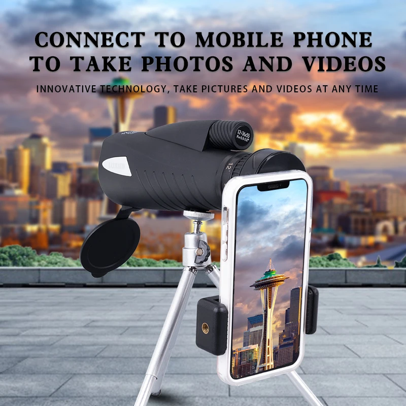 Монокуляры LUXUN для наблюдения за птицами мощный портативный бинокль 12-36X55 мячей