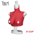 Эластичный хлопковый костюм красного цвета для косплея трансгендеров драгкуин, силиконовая грудь для трансвеститов