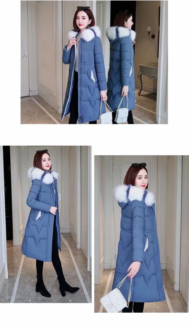 Vangull Parka женские зимние пальто длинные хлопковые повседневные меховые куртки с капюшоном женские толстые теплые зимние парки Женские приталенные пальто