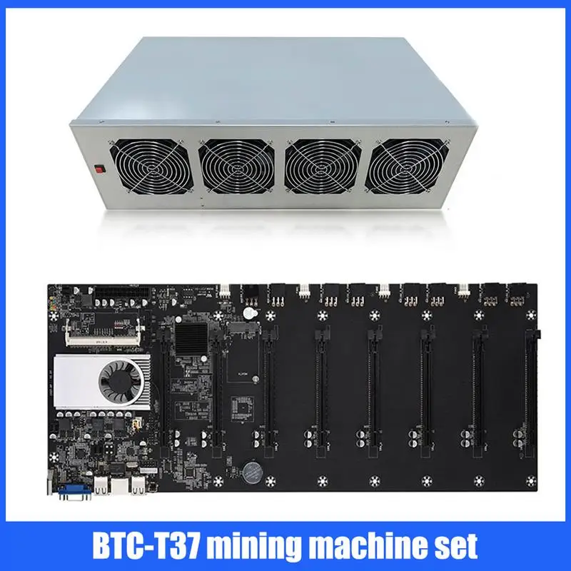 Kaufen BTC-T37 1850W ETH Bergbau Maschine Netzteil Set 4G DDR3 Speicher VGA + HDMI-Kompatibel 128G MSATA SSD CPU Motherboard Für Bitcoin