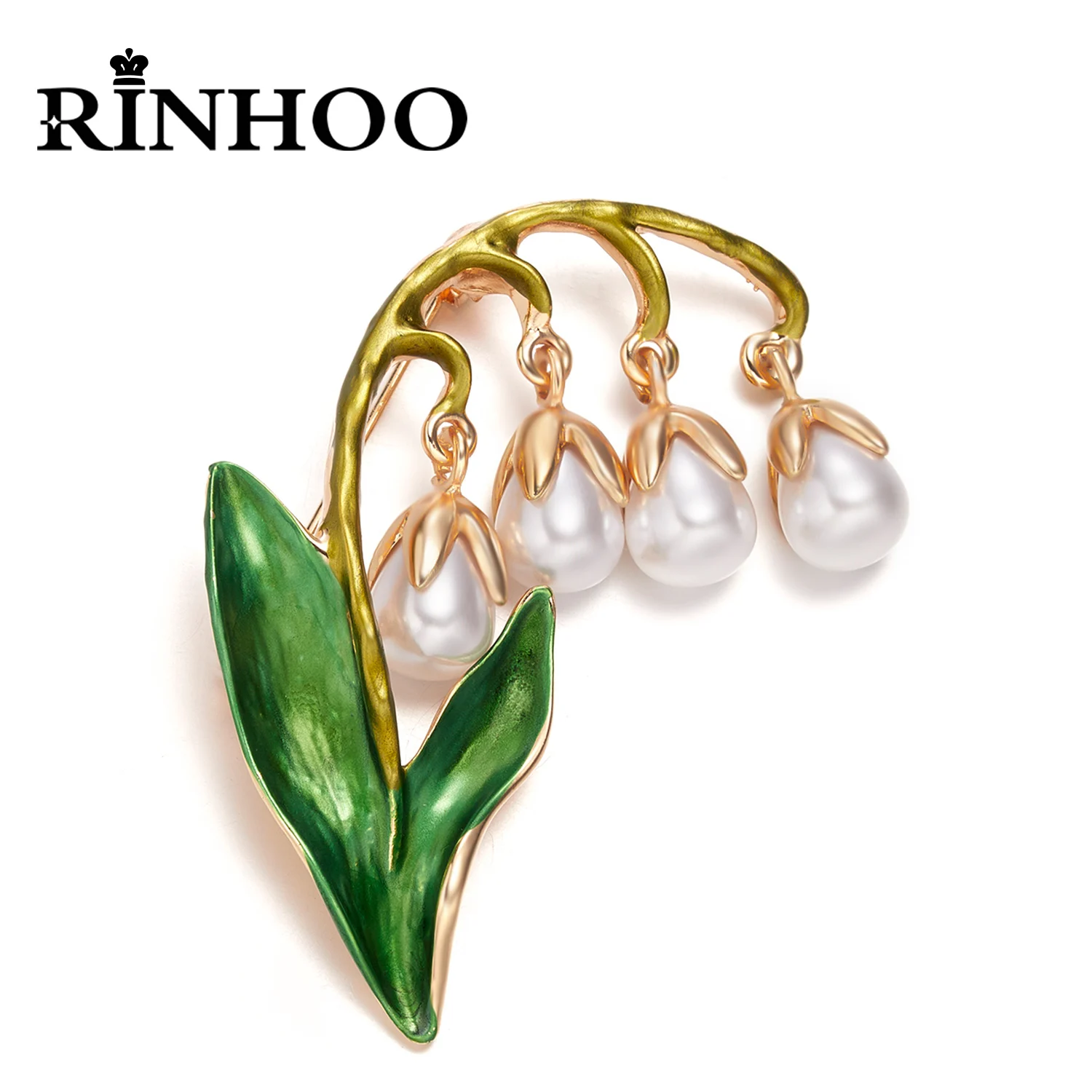 

Rinhoo Enamel Imitation Pearls Floral Leaf Brooches For Women Elegant Fashion Bell Orchid Brooch Pin Jewelry Supplies Plant Pins