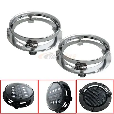 7 chrome bracket 2X7 дюймов круглый светодиодный фары проекционный комплект фар для Jeep Wrangler JK TJ LJ lada niva 4x4 suzuki samurai Hummer H1 H2 - Цвет: 7 chrome bracket