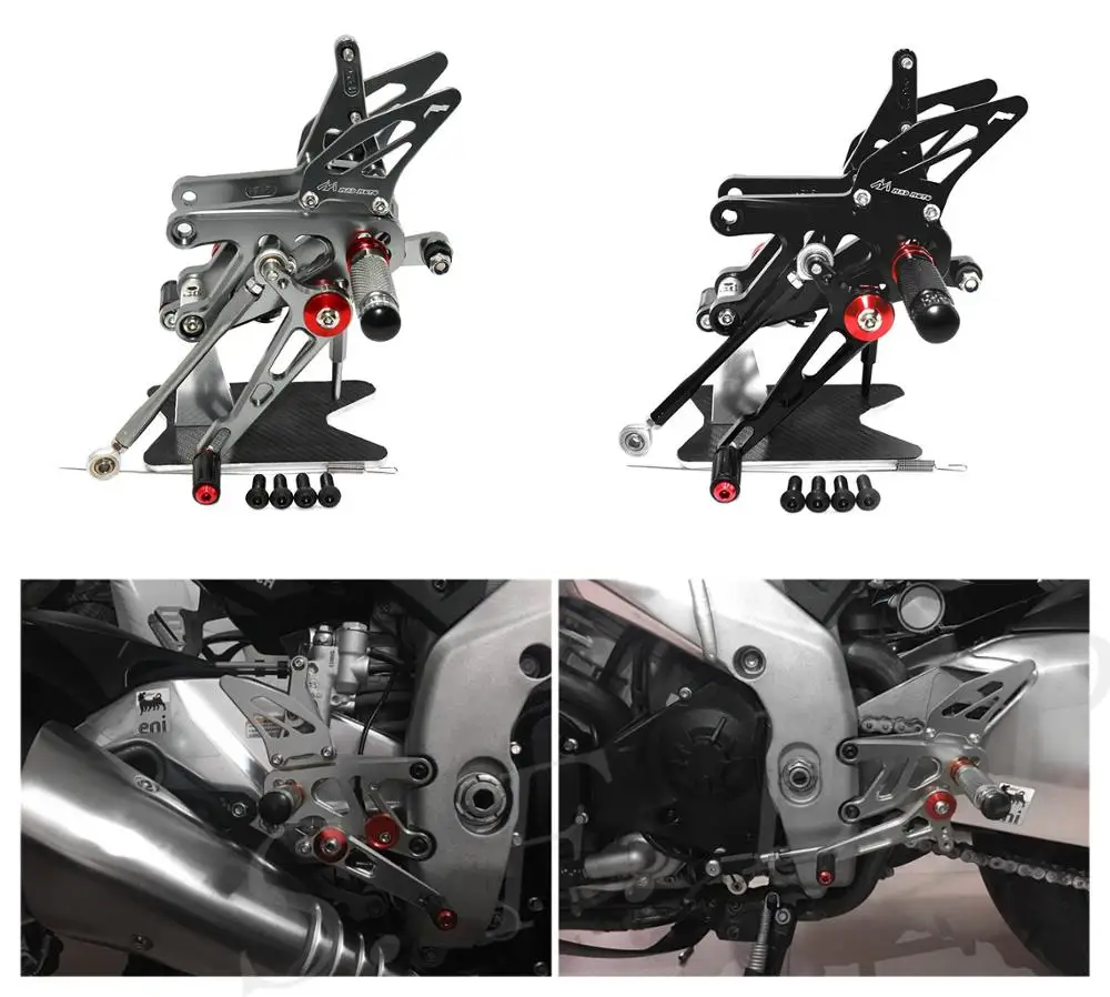 

CNC Регулируемые задние ножки для ног Набор для Aprilia RSV4 фабрика APRC ABS 2013 2014 2015 2016