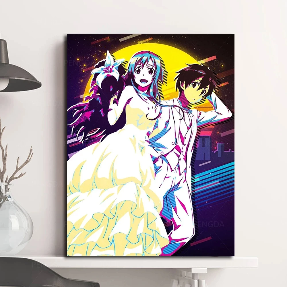 

Home Decor Canvas Paintings Pictures Sword Art Online Wall Art Girl Boy Moon Printed Modular Poster No Frame Artwork Living Room