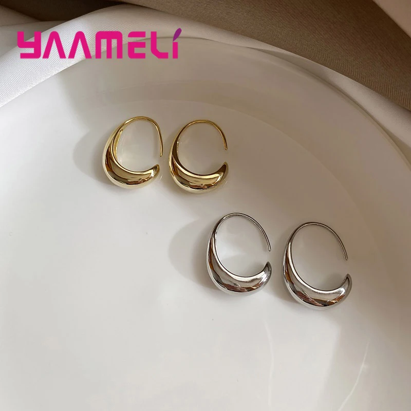 

Simple Solid Sterling Silver 925 Earring Jewelry Geometric Shaped Korean OL Style Pendientes for Woman Girl Party Accessories