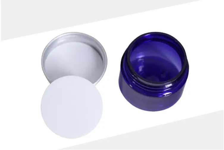 

30g Clear Blue Plastic Cream Jar 30ml Small Empty Pet Bottle with Aluminum Screw Cap Cosmetic Packaging Wholesale