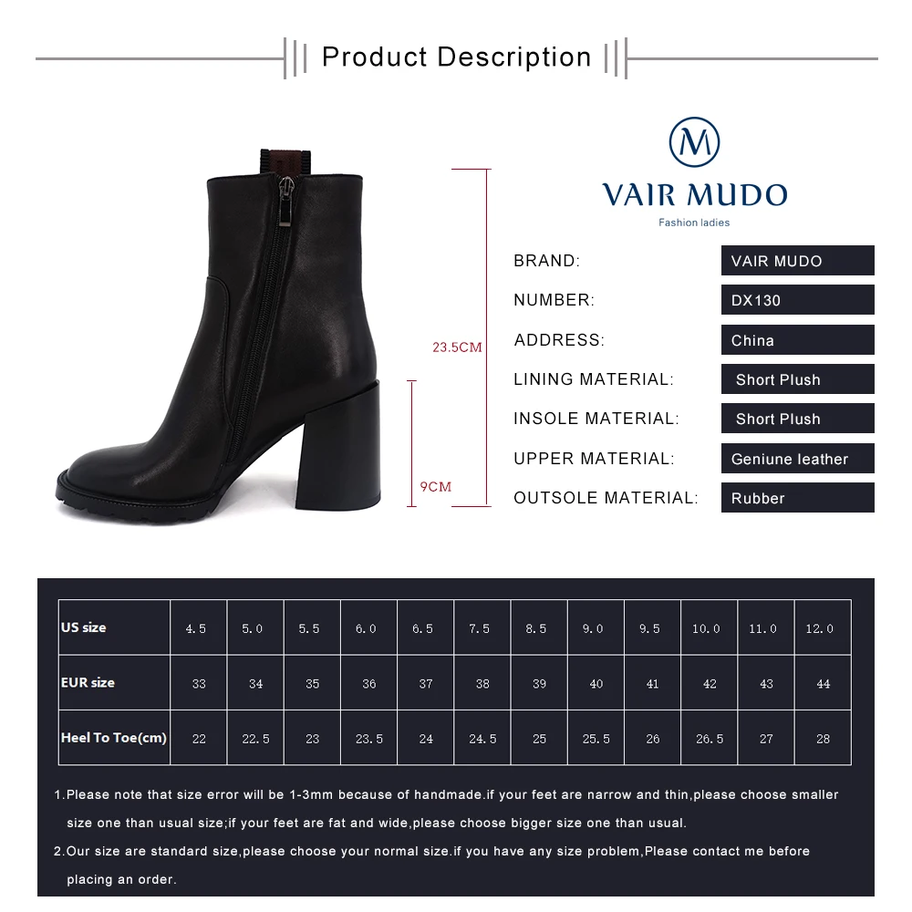 

VAIR MUDO 2020 autumn ankle boots women's Boot fashion sheepskin thick heel shoes plush high quality fur ladies high heels DX130