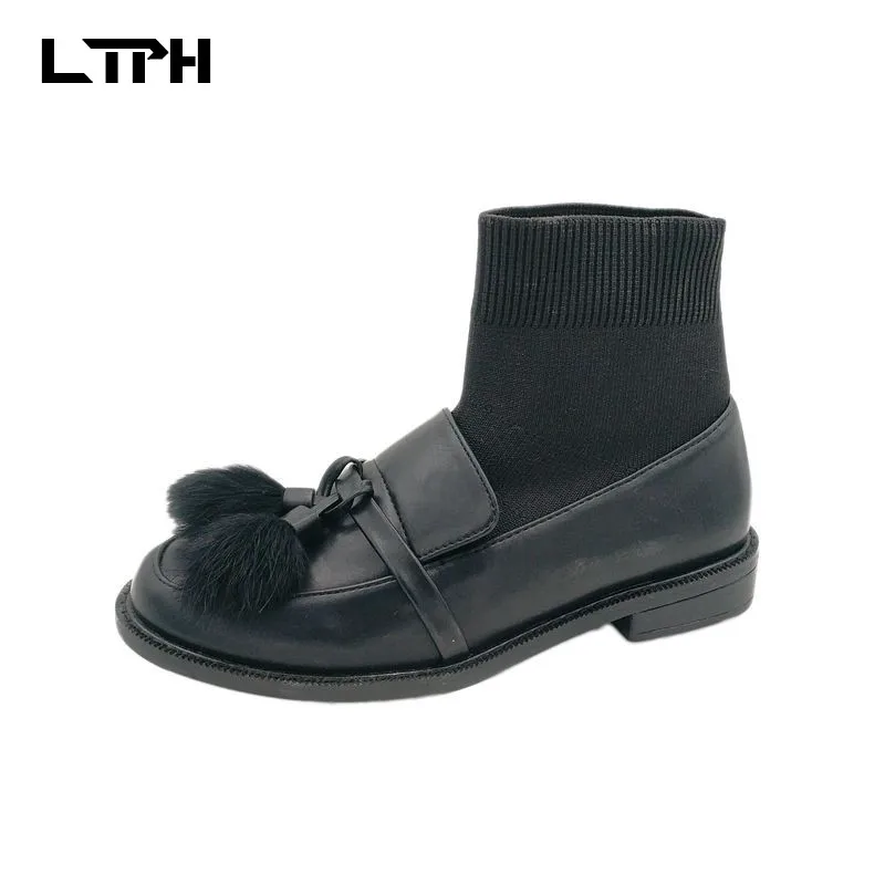 Бесплатная доставка Зимние Черные Ботинки Martin на толстой подошве в британском