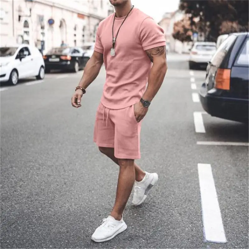 

Summer Men's Sets Casual Short Sleeve Polo Slim Shorts Two Piece Breathable Running Fashion Male Sport 2021 New Men Tracksuit