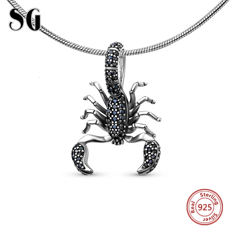 SG модные рождественские Бусины скорпион Подвески pandora Серебро 925 оригинальные женские аксессуары для браслетов ювелирных изделий