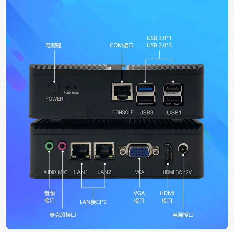 Мини компьютер nano J1900 Dual lan Celeron четырехъядерный 2 0 ГГц безвентиляторный бизнес с 4