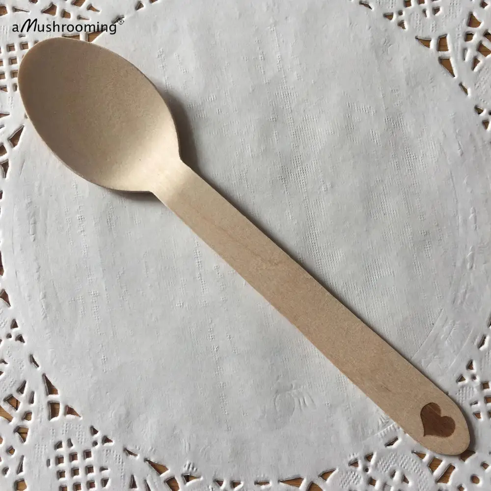 25 персонализированные деревянные одноразовые ложки десертные тематические