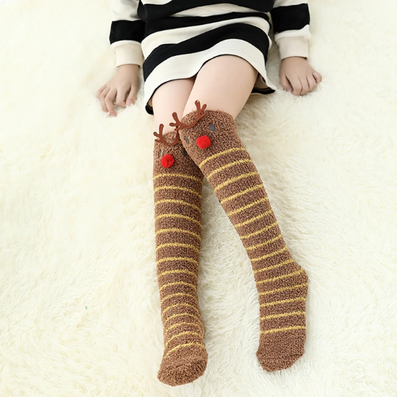 Новинка носки для маленьких девочек длинные гольфы Детские милые коралловые