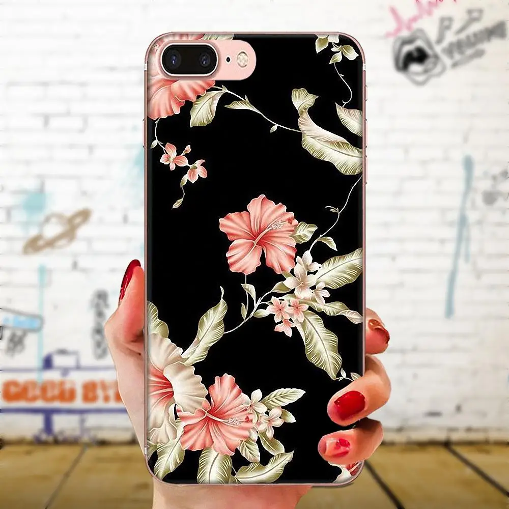 Soft Transparent Cover For Sony Xperia Z Z1 Z2 Z3 Z4 Z5 compact Mini M2 M4 M5 T3 E3 E5 XA XA1 XZ Premium Black Flower | Мобильные