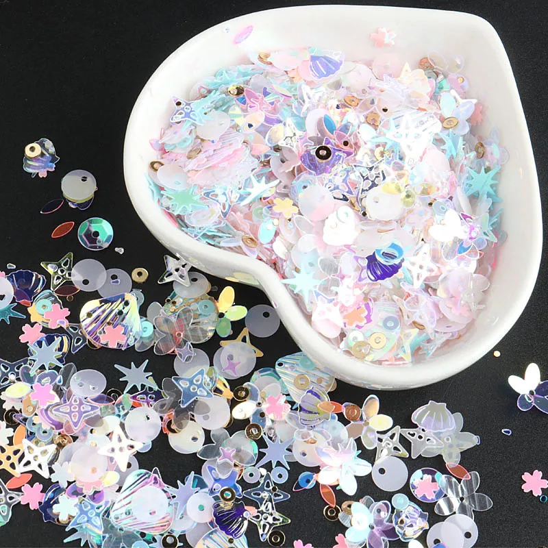 Смешанные Прозрачные бело розовые пайетки для рукоделия блестящая Звезда