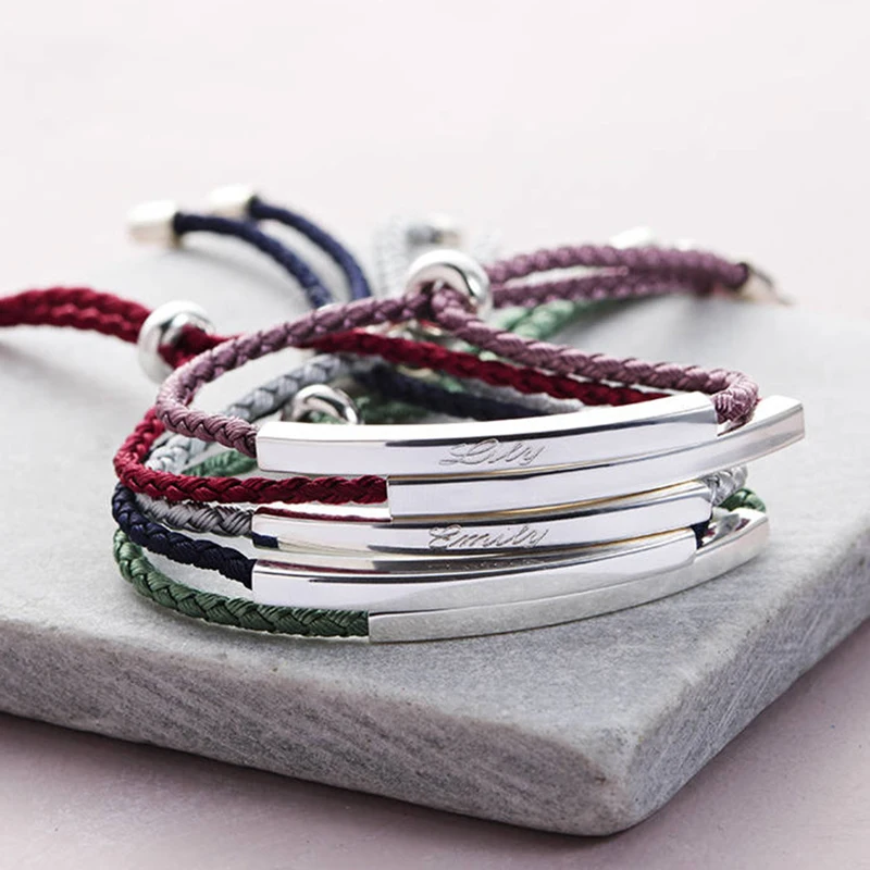 Браслет из нержавеющей стали с гравировкой имени 5 цветов|Индивидуальные