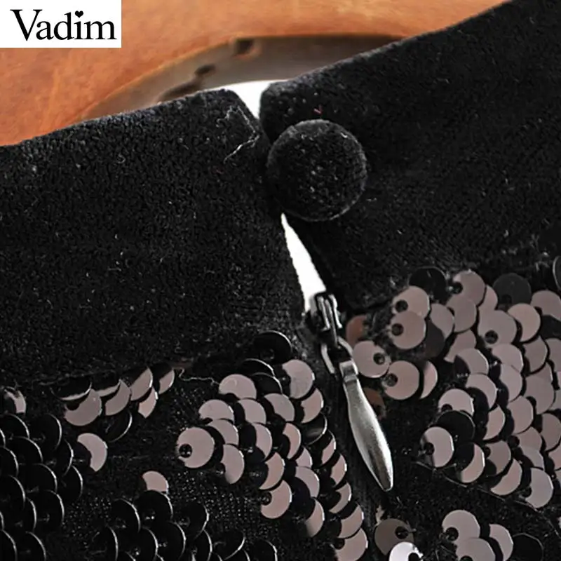 Vadim женское модное бархатное мини-платье с блестками в стиле пэчворк длинным