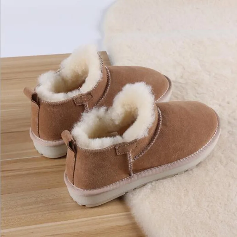 

35-41 Large Winter New Fur Integrated Snow Boots Women's Plush Thickened Flat Bottomed Women's Short Boots Wool Cotton Shoes