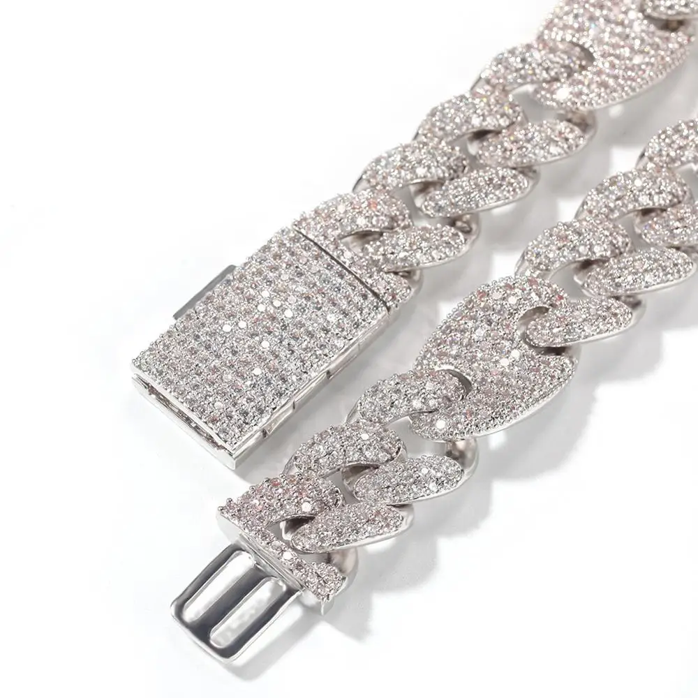 

Hot Selling 16Mm Miami New Box Clasp Cuban Link Chain Gold Silver Color Necklace Iced Out Cubic Zirconia Bling Hip Hop Jewelry