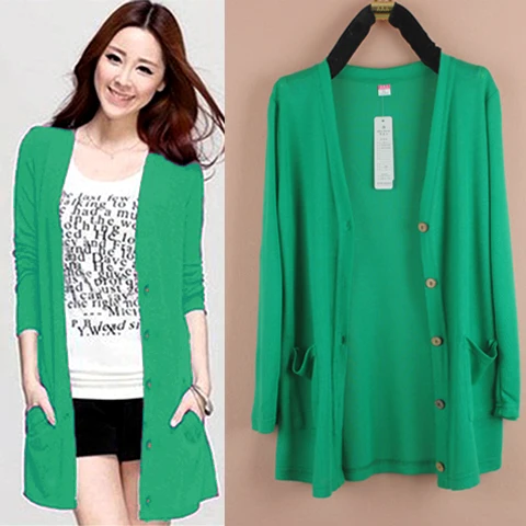Женский Длинный Кардиган с длинным рукавом повседневный тонкий трикотажный
