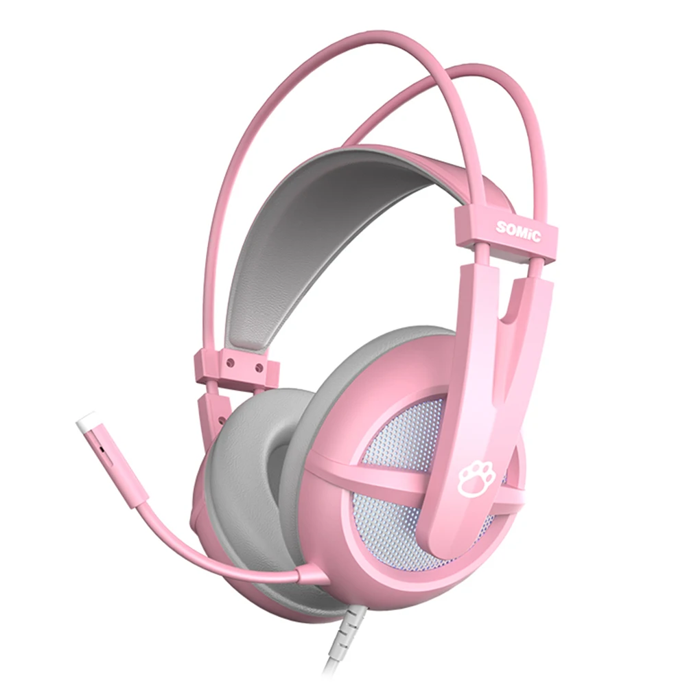 For PC With Microphone USB Wired Lightweight Cute Deep Bass Laptop 7.1 Surround Sound Ergonomic Gaming Headphone Noise Reduction