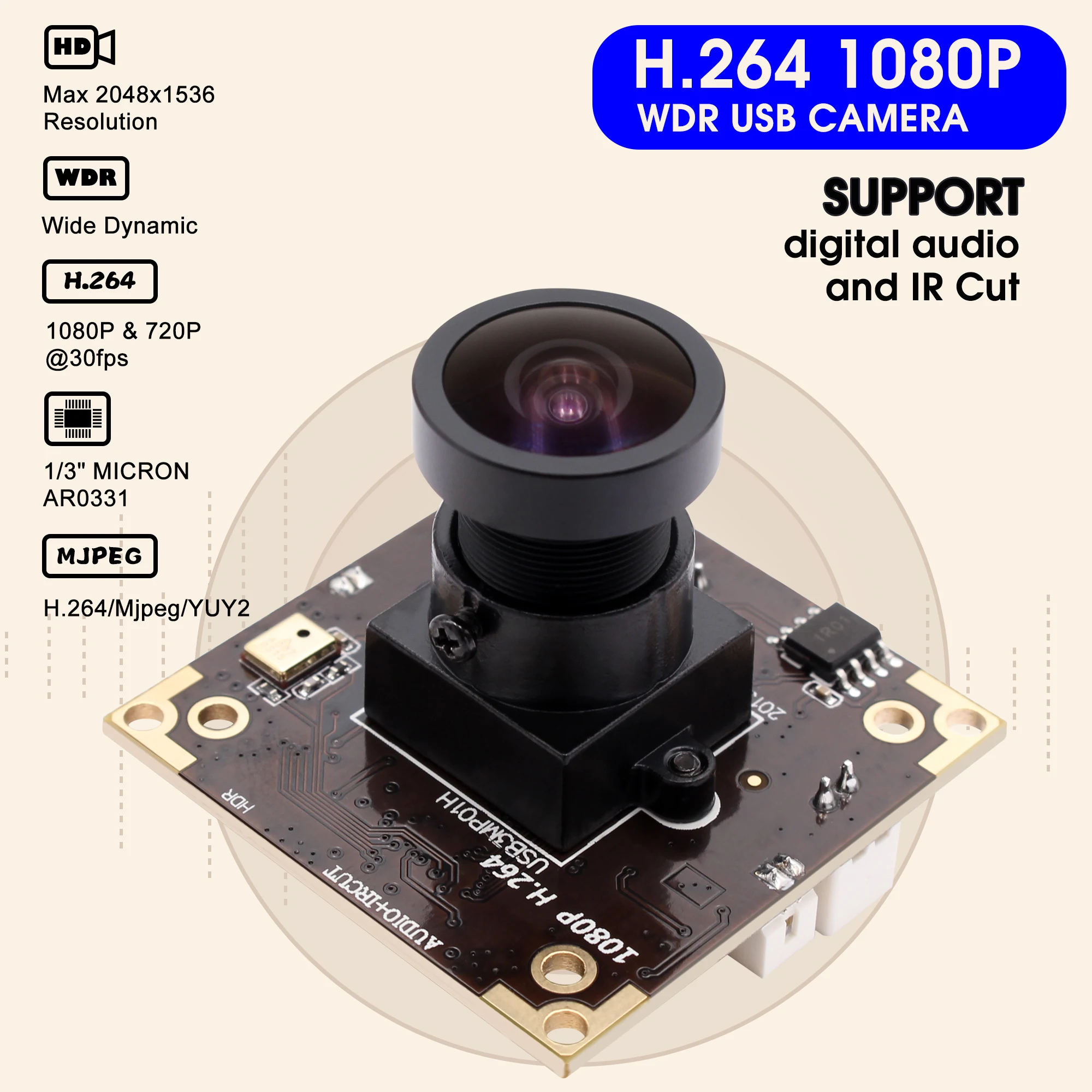 ELP 2MP/3MP WDR H.264 30fps широкоугольный объектив 170 градусов рыбий глаз Бесплатный
