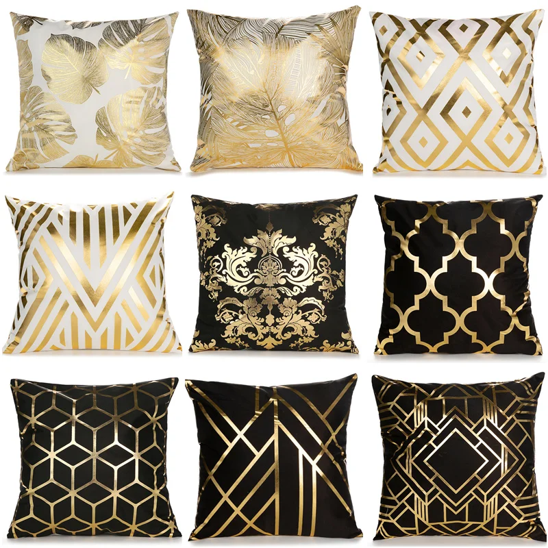 Christmas Gold Bronzing Cushion Cover Decorative Pillows Fashion Seat Cushions Home Decor Geometric Throw Pillow Sofa Pillowcase