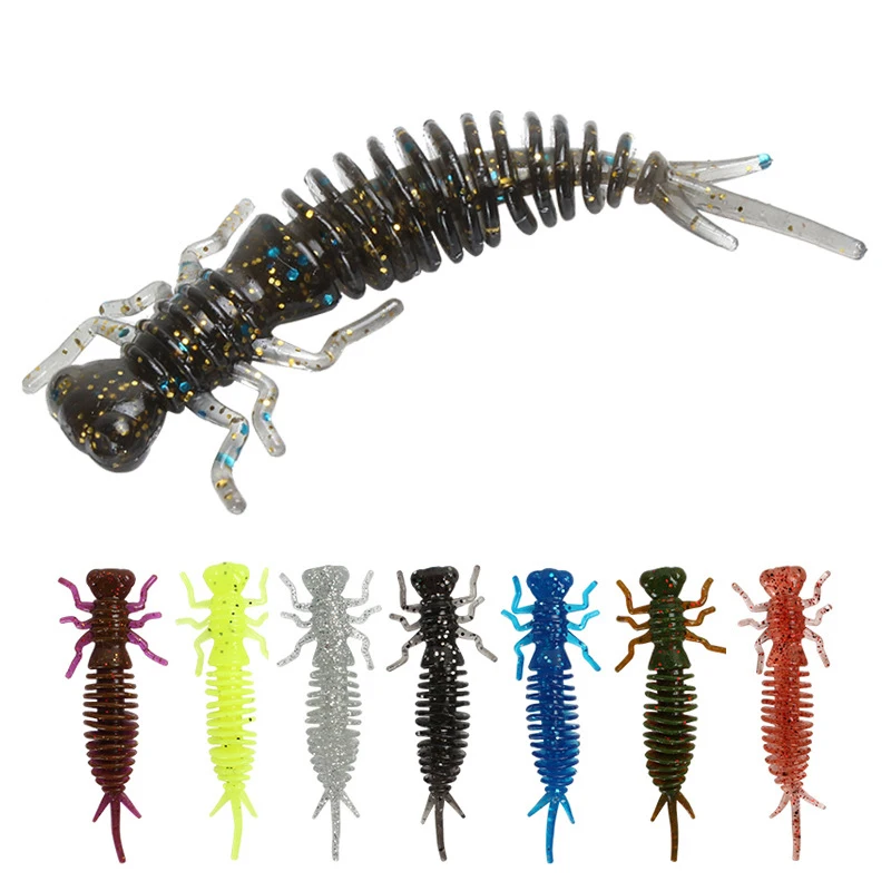 

10Pcs Larva Worm Soft Fishing Lure 5.5cm/7.5cm/10cm Fishing Silicone Insect Soft Lures Artificial Bait Souple Pesca