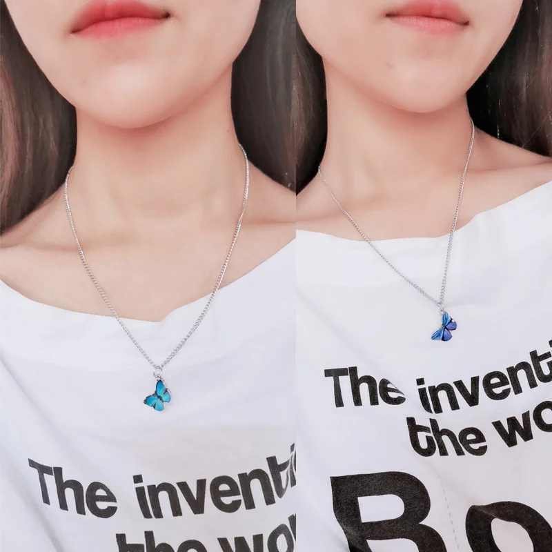 Модные парные ожерелья с бабочками для женщин и мужчин ожерелье градиентной