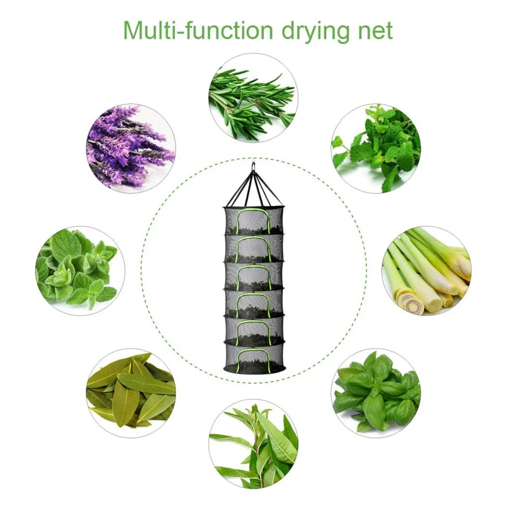 

Air Dry Rack Dryer Bag Mesh Drying Net Hanging Basket Food BBQ 6-Layer 6 Layer Removable For Vegetable Folding Dehydrator