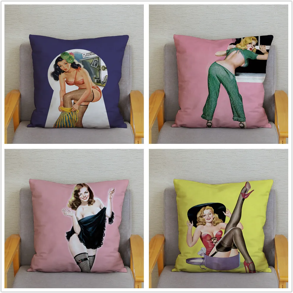 Vintage European Pillowcase Sexy Women Lady Cushion Cover Super Soft Short Plush Pillows Covers Car Sofa Home Decor Pillow Case | Дом и сад