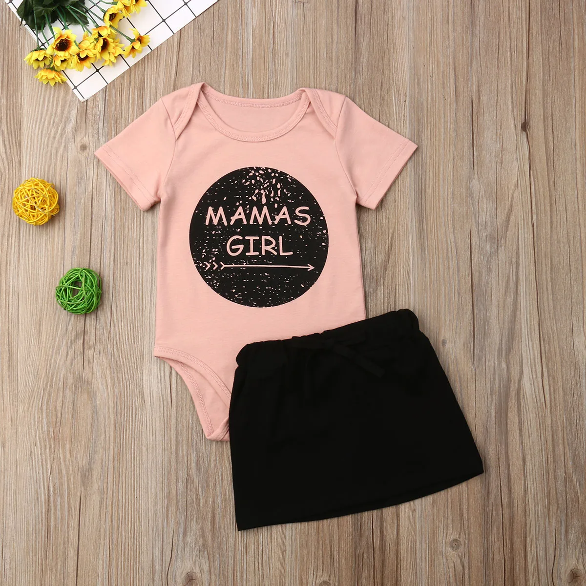 

Baby Mamas Boy Mamas Girl Romper Bodysuit+Shorts Skirts Matching Outfits Set