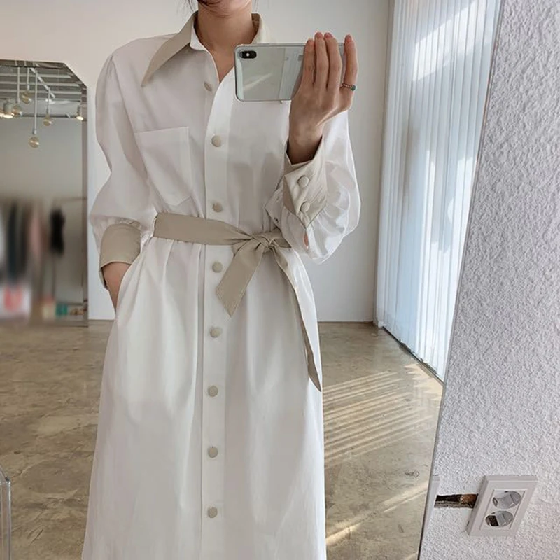 Женское платье с бантом на шнуровке GALCAUR повседневное свободное средней длины