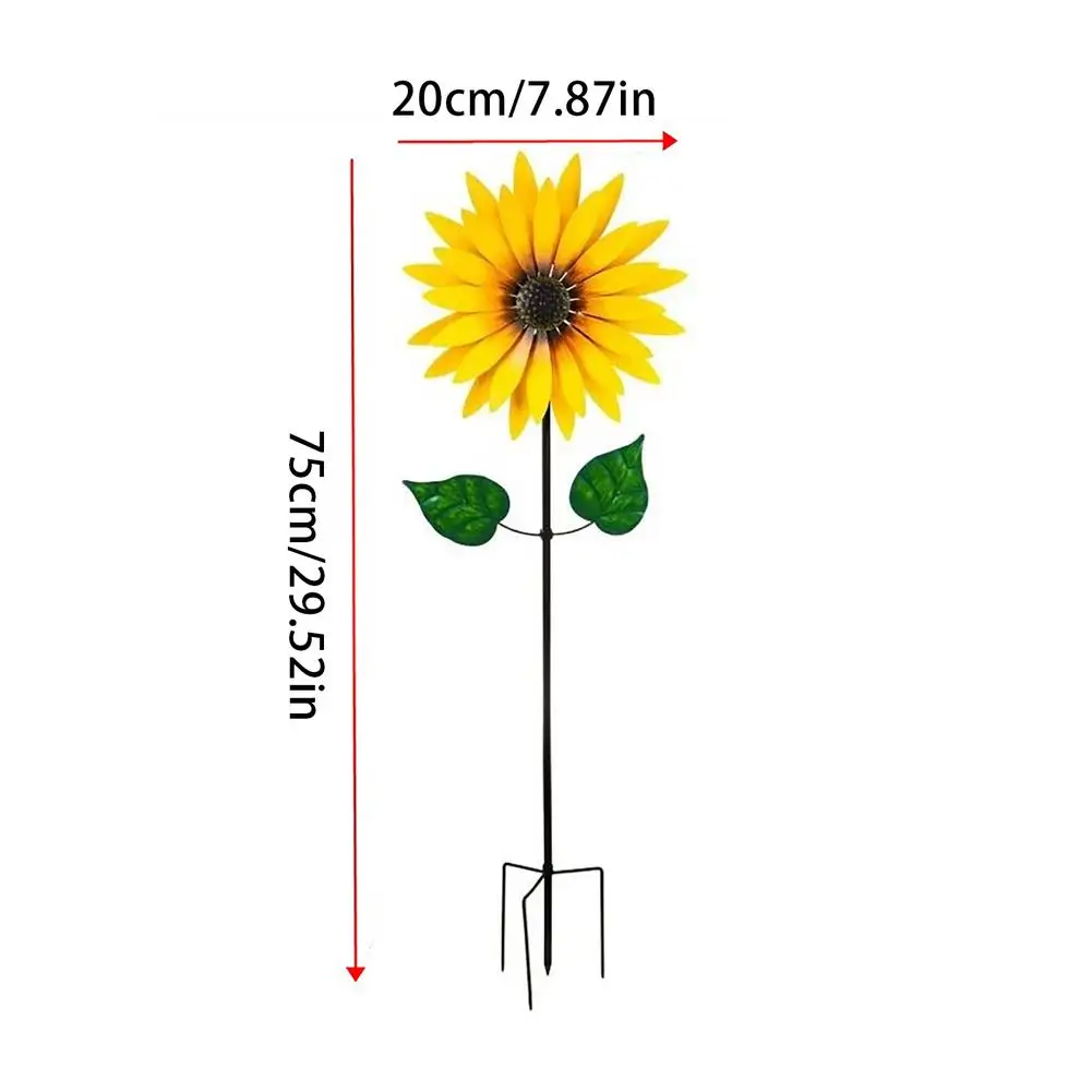 

Metal Sunflower Rotating Windmill Wrought Iron Garden Wind Spinner With Stake Simulated Sunflower Garden Decor Outdoor