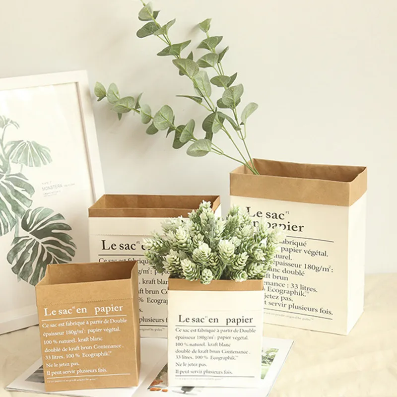 Мини-Подарочный пакет из крафт-бумаги для хранения домашнего цветка Свадебный