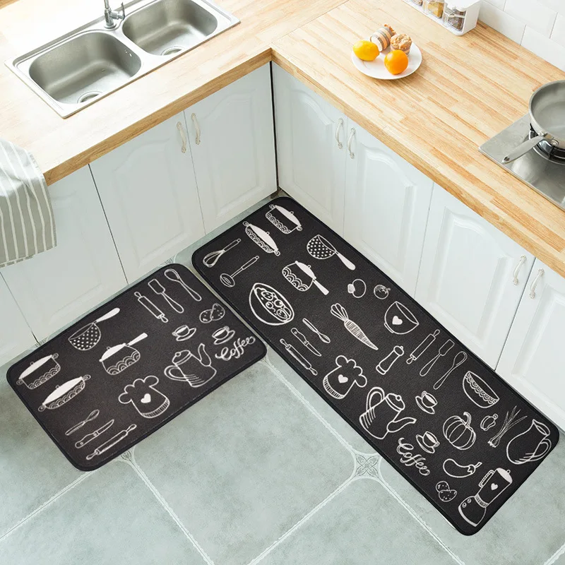 black 2 шт./компл. анти-скольжения Кухня коврик современные ванна ковер входная дверь коврик впитывающие коврики для Спальня молитвенный коврик 40x60 см, 40x120 см - Цвет: black
