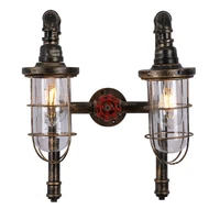 modern industry loft retro iron water pipe wall lamp for cafe restaurant imitation bird cage explosion proof glass aisle lights