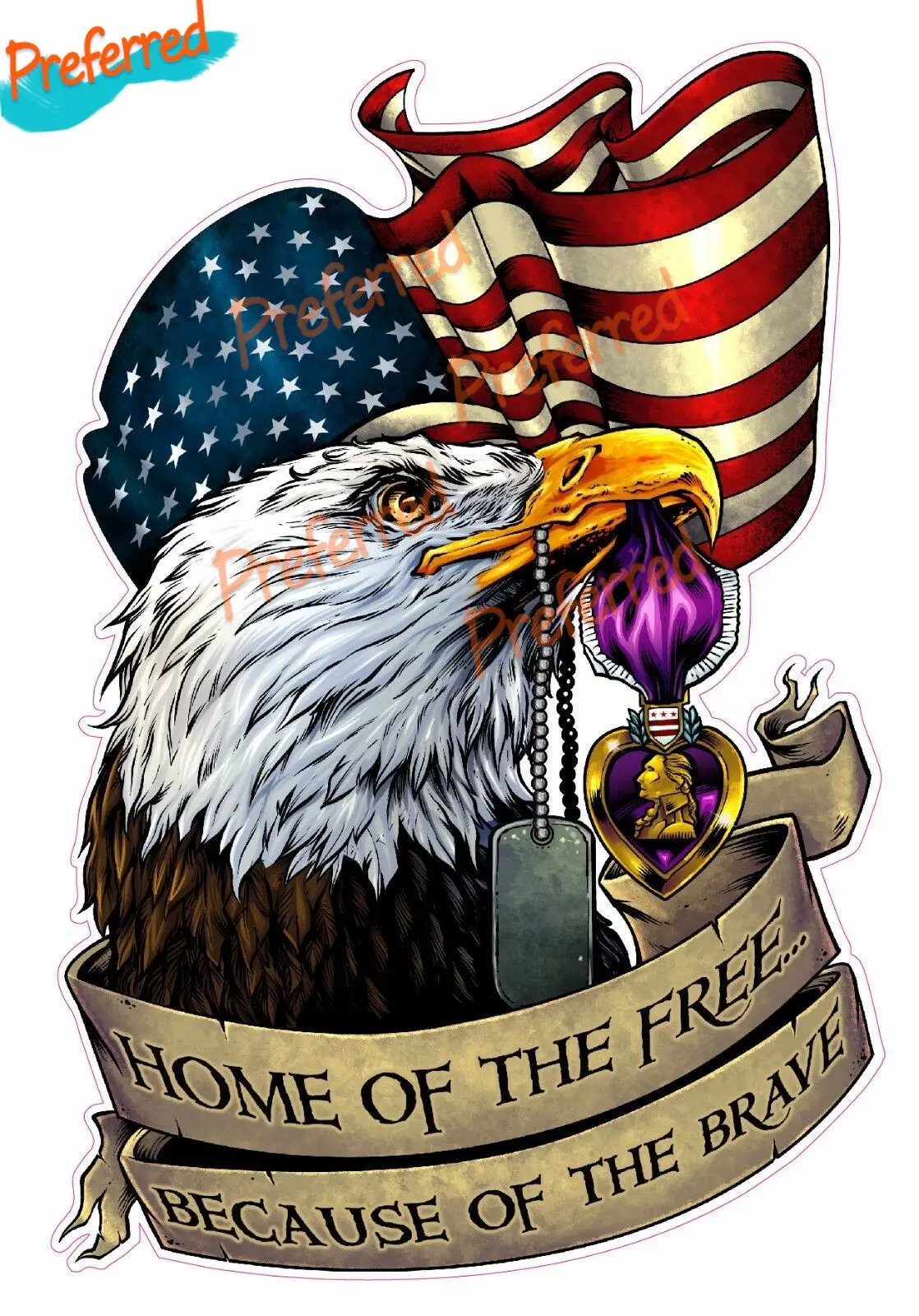 

American Eagle Purple Heart Home of the Free Because of the Brave Decal