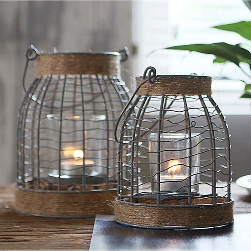 Американский Простой Ретро Железный подсвечник металлический фонарь креативный