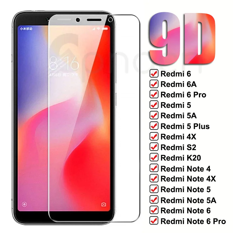 

9D закаленное стекло для Xiaomi Redmi 5 Plus 5A 6 6A 4X S2 Go K20 защита для экрана Redmi Note 6 5 5A 4 4X Pro Защитная стеклянная пленка