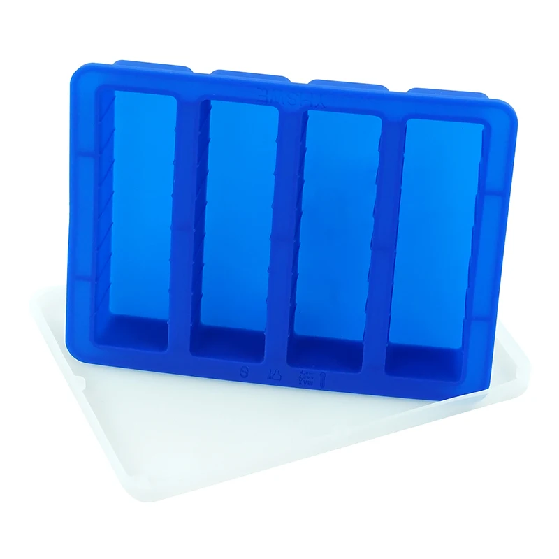 

2021 New Butter Silicone Tray Mold Butter Maker with Lid Storage Jar Large 4 Cavities Rectangle Container for Butter, Soap Bar