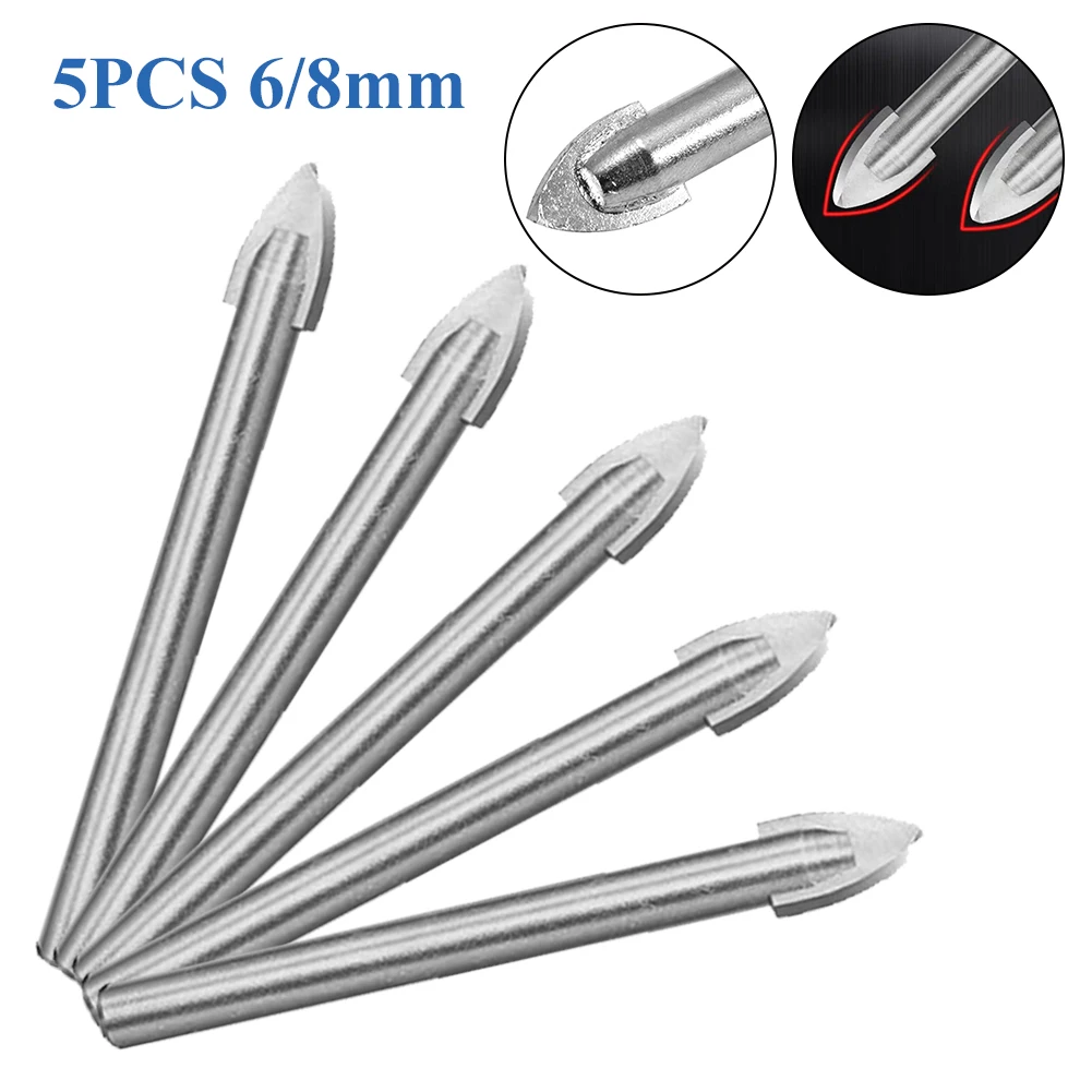 

5 Pcs Drill Bit Set Electric Tools 6mm/ 8mm For Ceramics Mirrors Marble Glass & Tile Cutting Woodworking Tools Accessories