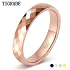 Обручальные кольца Tigrade 4 мм, многогранные вольфрамовые, удобные для пар, цвет розовое золоточерныйзолотой