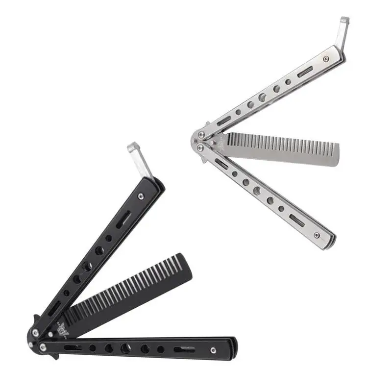 Нержавеющая сталь Серебристый Черный Практика гребень с бабочкой тренировочный