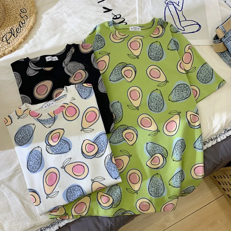 Женская летняя свободная футболка с вырезом лодочкой и коротким рукавом принтом