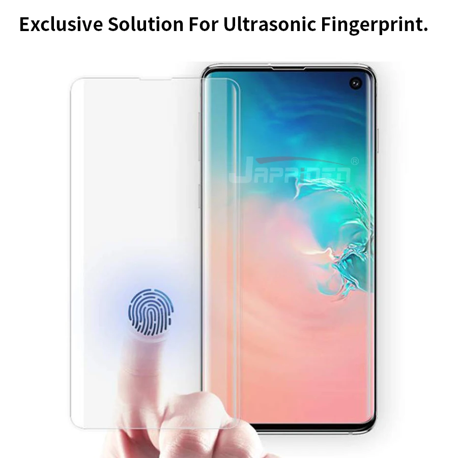 Для samsung Galaxy S10 S9 S8 Plus Note 9 8 S10e 5G Nano жидкий полный клей УФ закаленное стекло Защита экрана разблокировка отпечатков пальцев