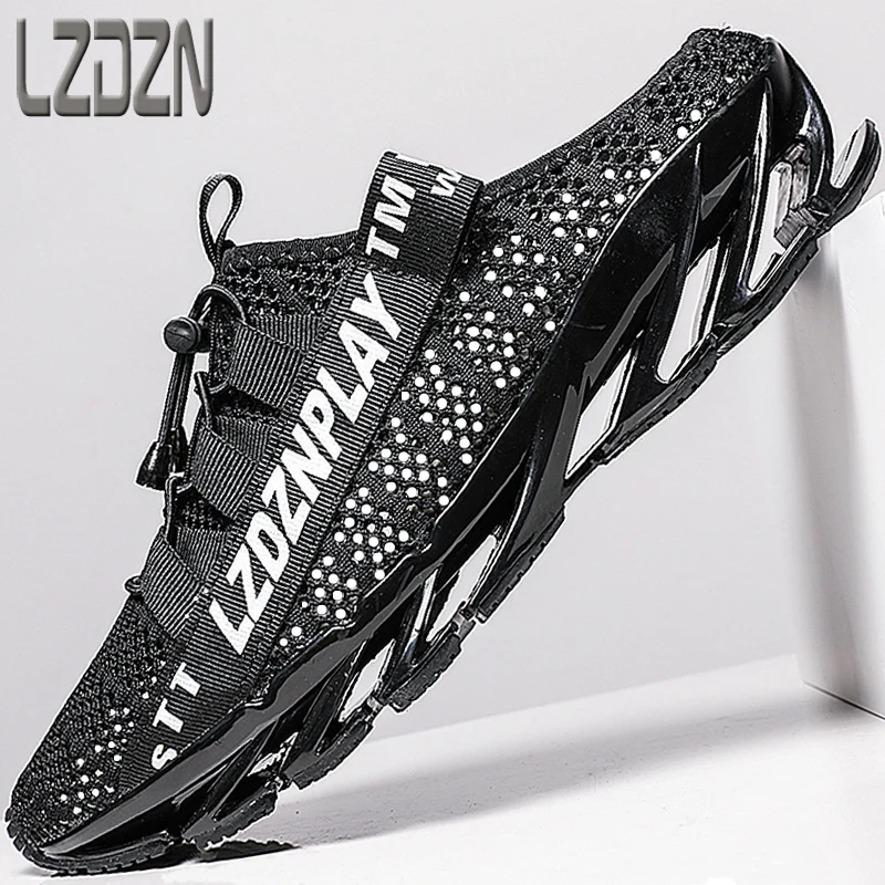 Шлепанцы без каблука для мужчин и женщин пляжные сандалии дышащие с вырезами