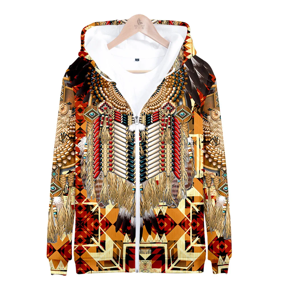 

Native Indian Wolf 3D Printed Zip Up Women/Men Hoodies Sweatshirts Harajuku Streetwear Hip Hop Zipper Hooded Jacket Outerwear