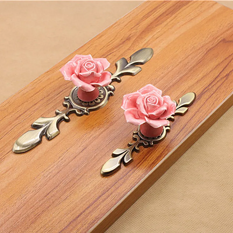 1 шт. розового цветка в белом и розовом цвете Керамика сплава дверные ручки
